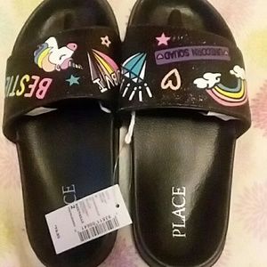 Black Glittered Slides